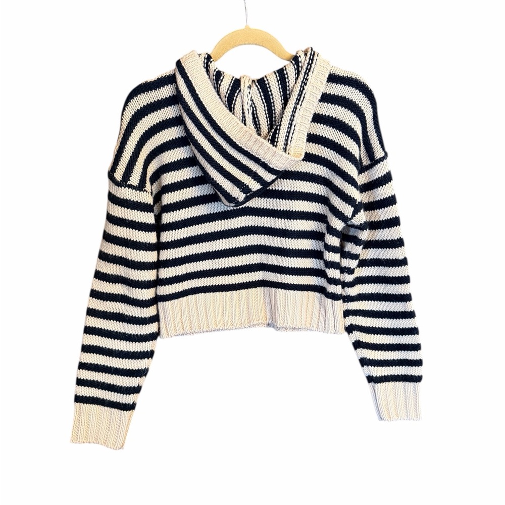 For Love and Lemons Elyse Oversized Sweater in Black & Beige Stripe Size XS - Picture 3 of 9